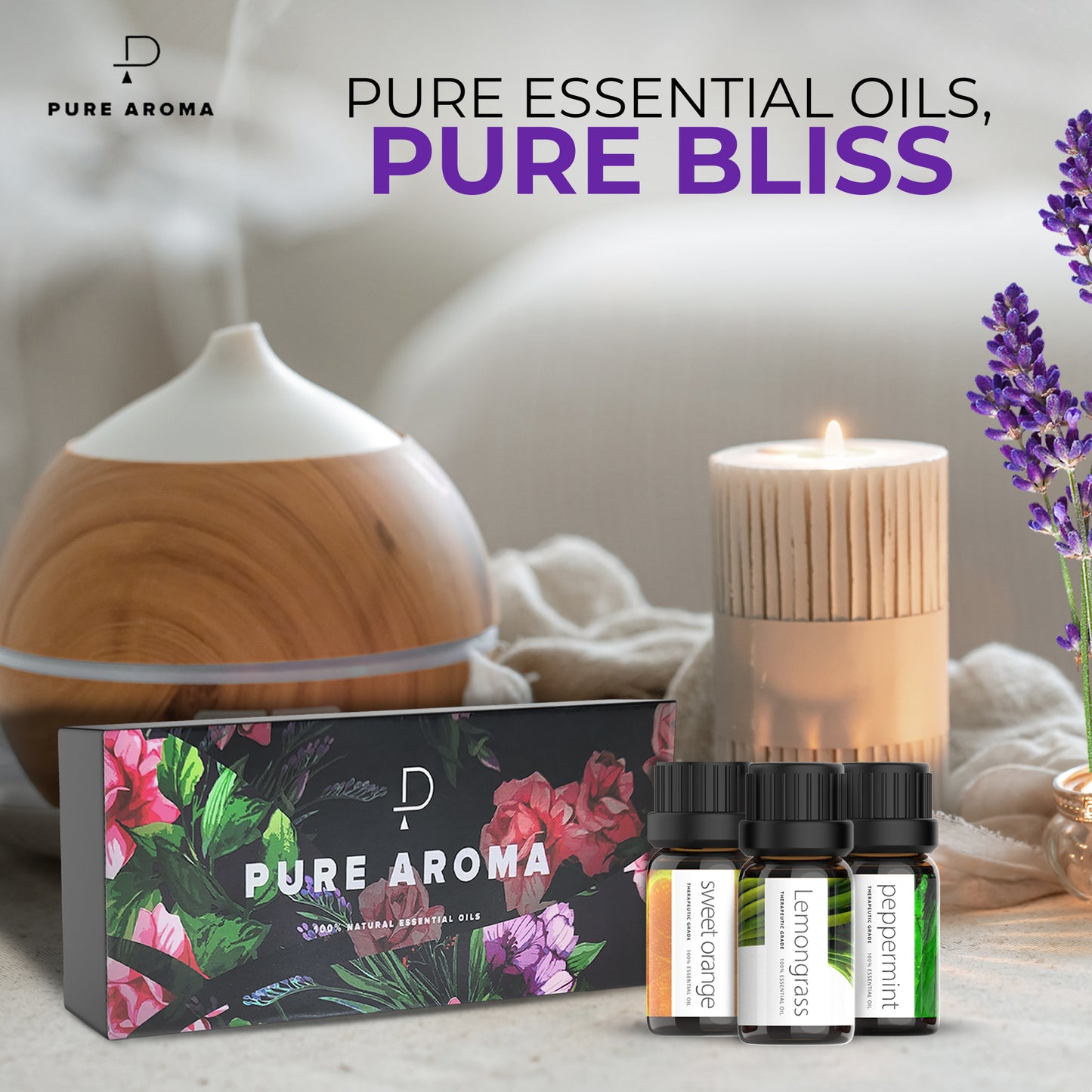 Pure Aroma Essential Oil Set – 100% Natural & Therapeutic