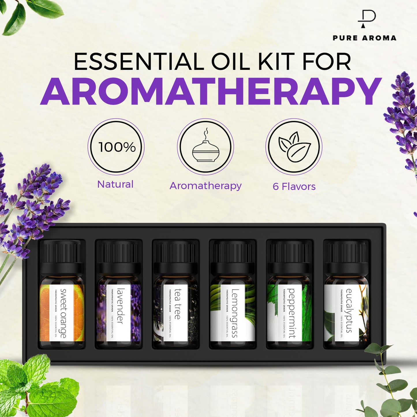 Pure Aroma Essential Oil Set – 100% Natural & Therapeutic