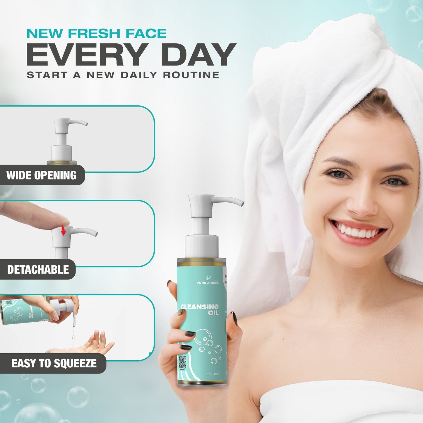 Cleansing Oil | Facial Cleanser, Daily Makeup Blackheads Removal | Fragrance-Free, Paraben-Free, Sulfate-Free, Colorant Free