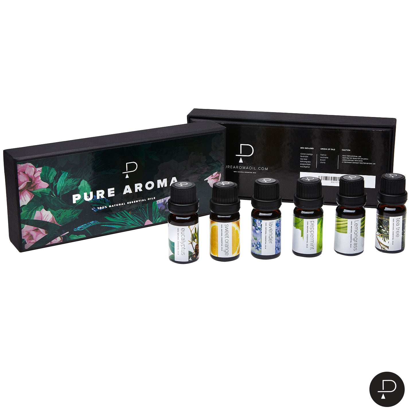 PURE AROMA Essential Oils Top 6 Aromatherapy Oils in 1 Box (10 Ml) Pure Aroma