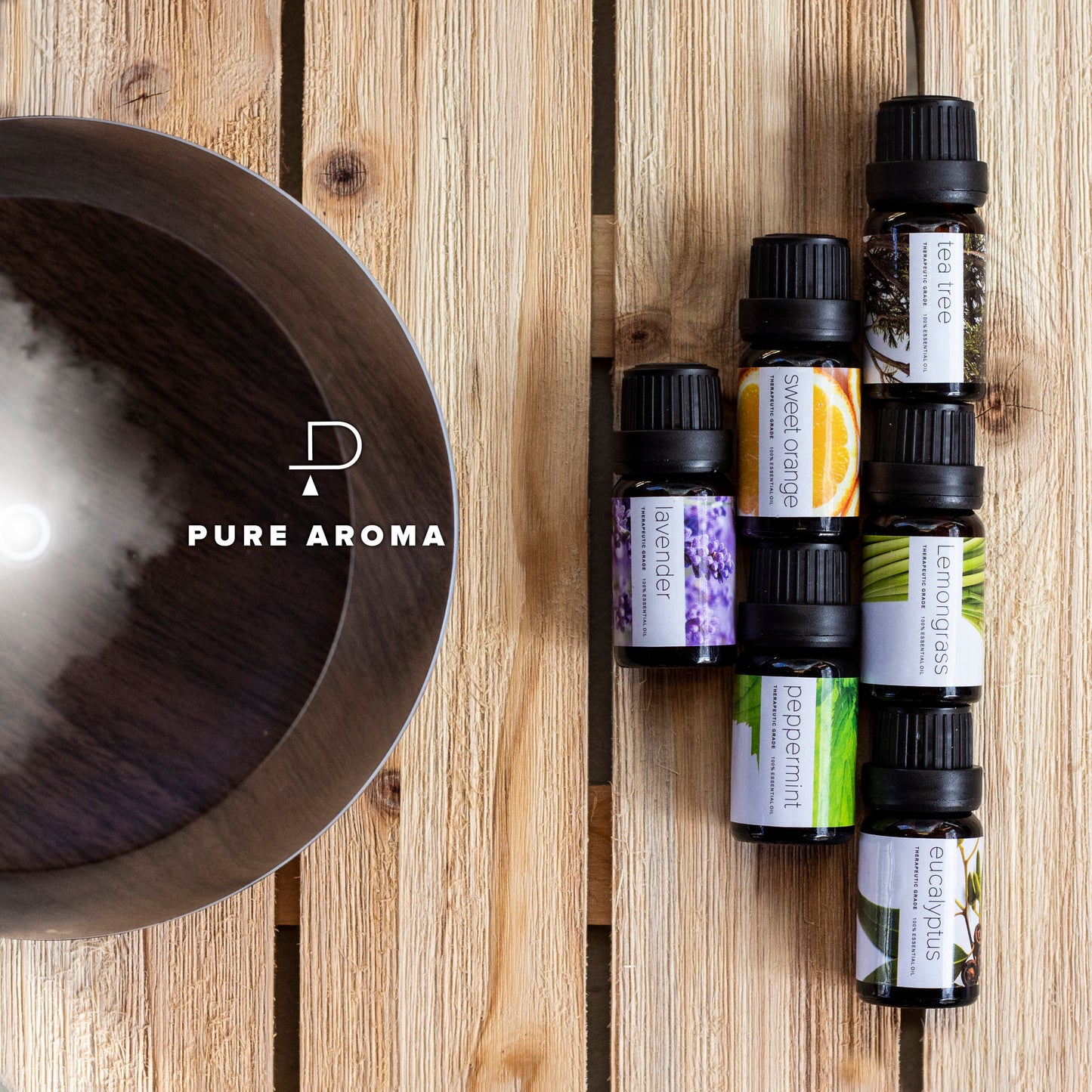 PURE AROMA Essential Oils - Top 6 Aromatherapy Oils in 1 Box (10 Ml)